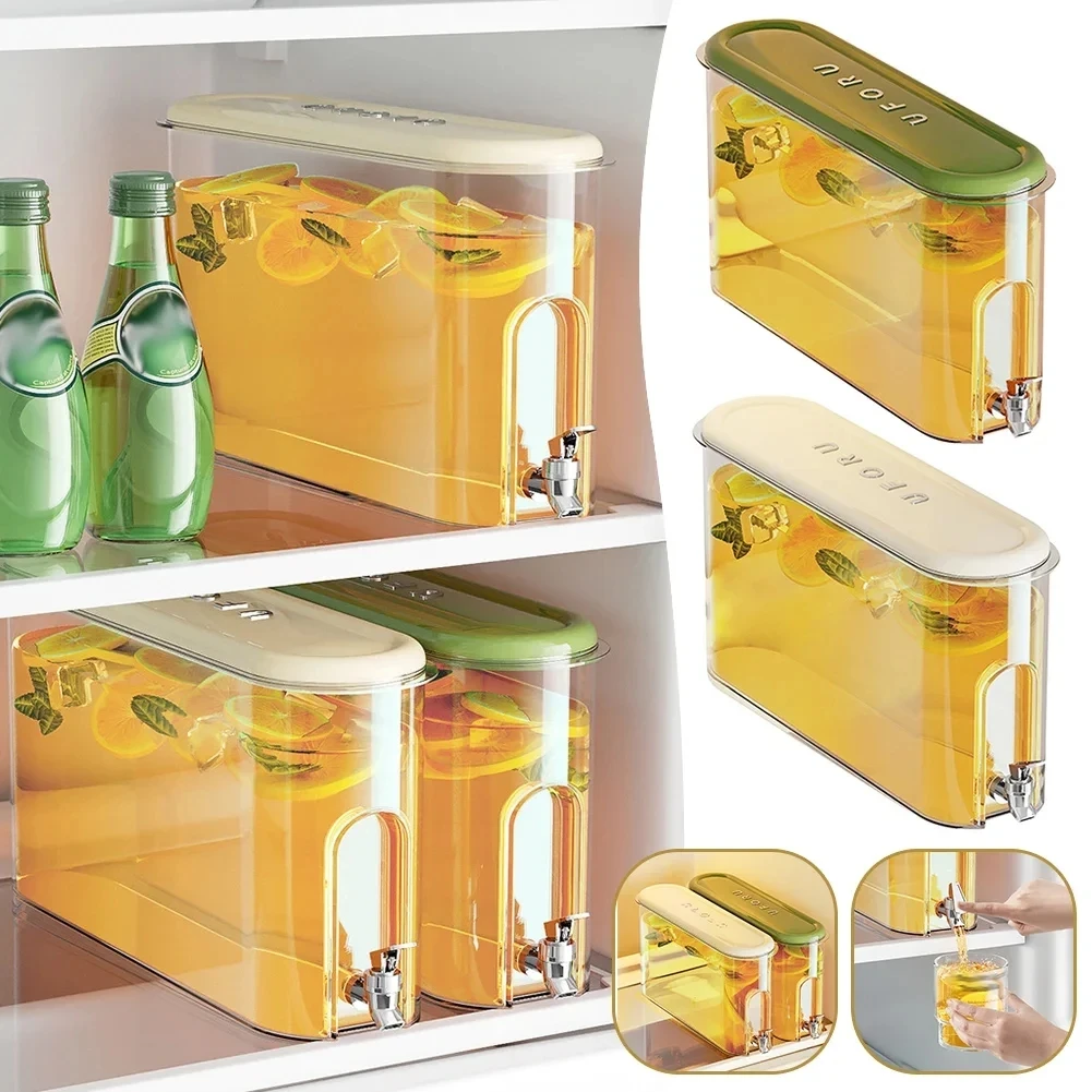 4L Large Cold Kettle Refrigerator With Faucet Lemonade Bottle Drinkware Kettle Pot Beverage Dispenser Home Cool Water Jug Bucket