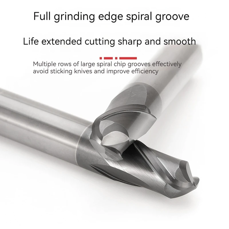 HRC70 Ball Nose End Mill Tungsten Carbide Cutter CNC Router Bit Milling Tool R0.5 2 4 6 810mm 2 Flute Metal Steel Machining Tool