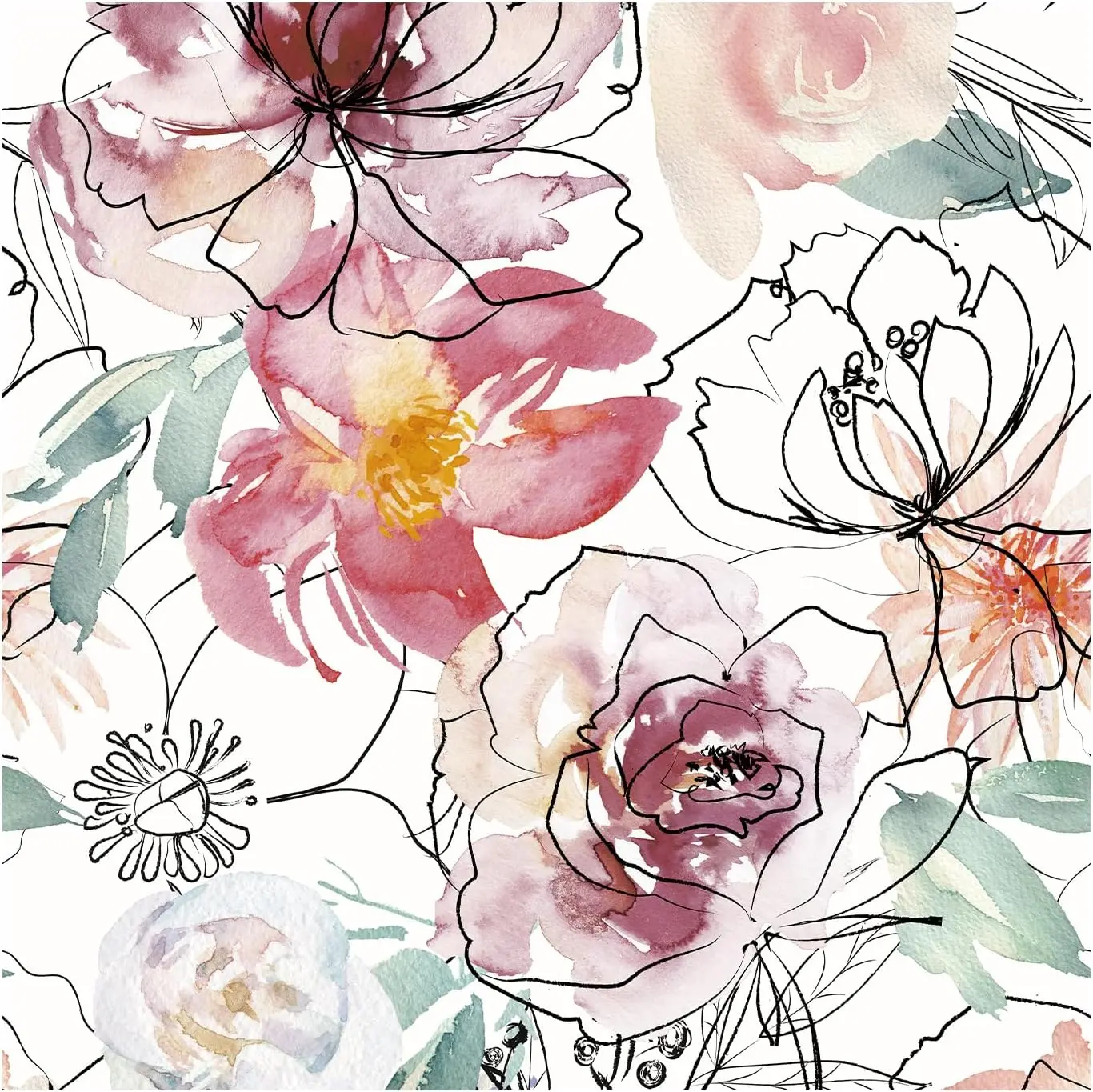 Pink Floral Peel and Stick Wallpaper Peony Self Adhesive Wallpaper Flower Removable Contact Paper for Kids Bedroom Bathroom