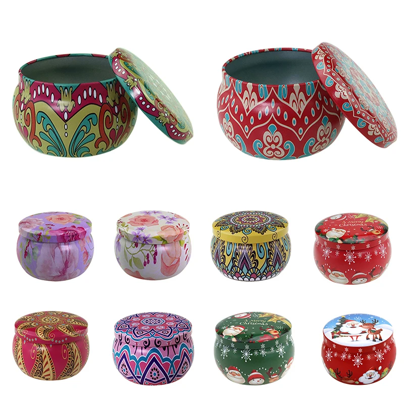 Christmas Metal Tin Jars Coffee Tea Spice Candy Jewelry Storage Case Aromatherapy Jar Candle Making Containers Decorations Boxes