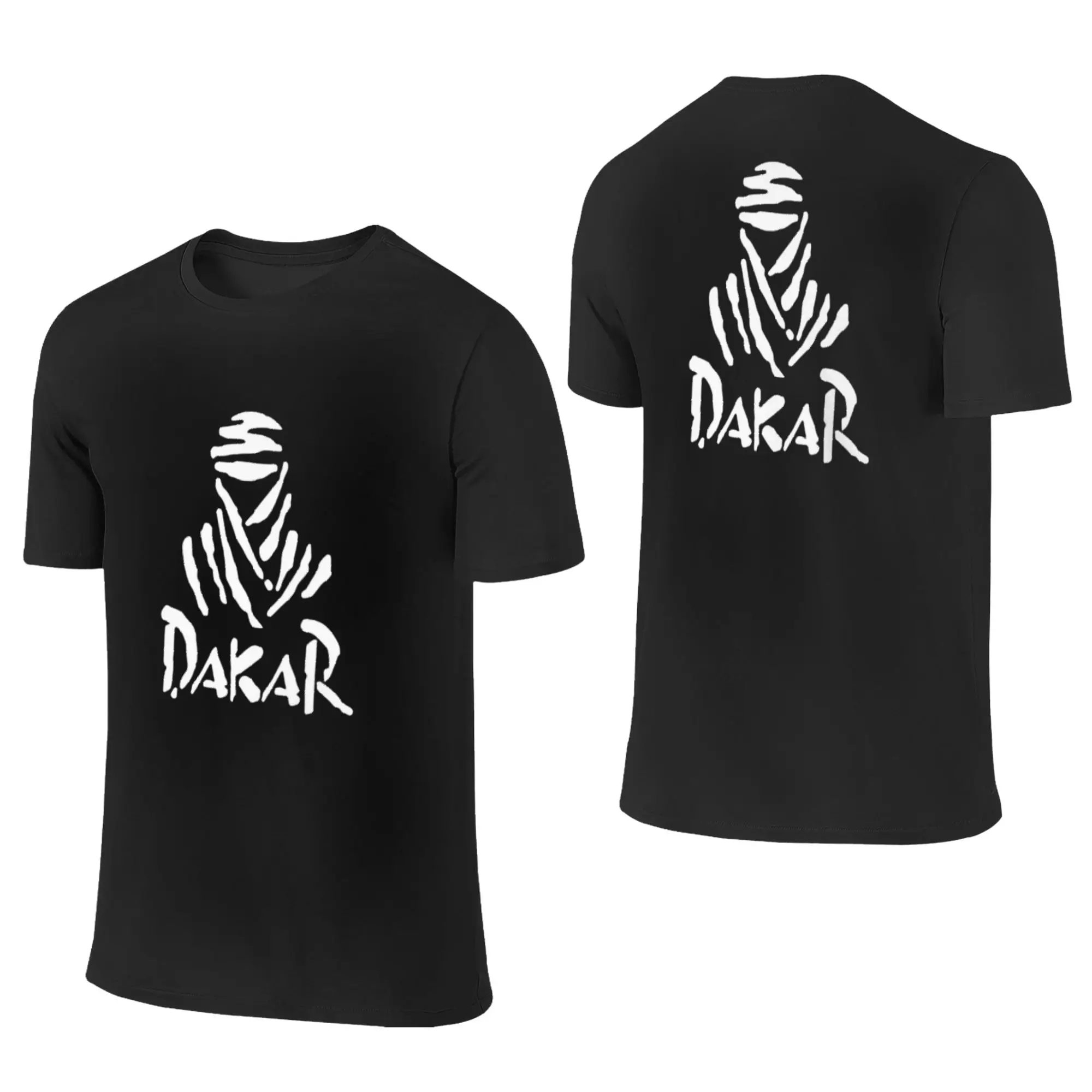 100% Cotton Dakar Rally Motorcycle T-Shirt Men's Double Sided T Shirt Men Round Neck Summer Shirts Tops Oversized