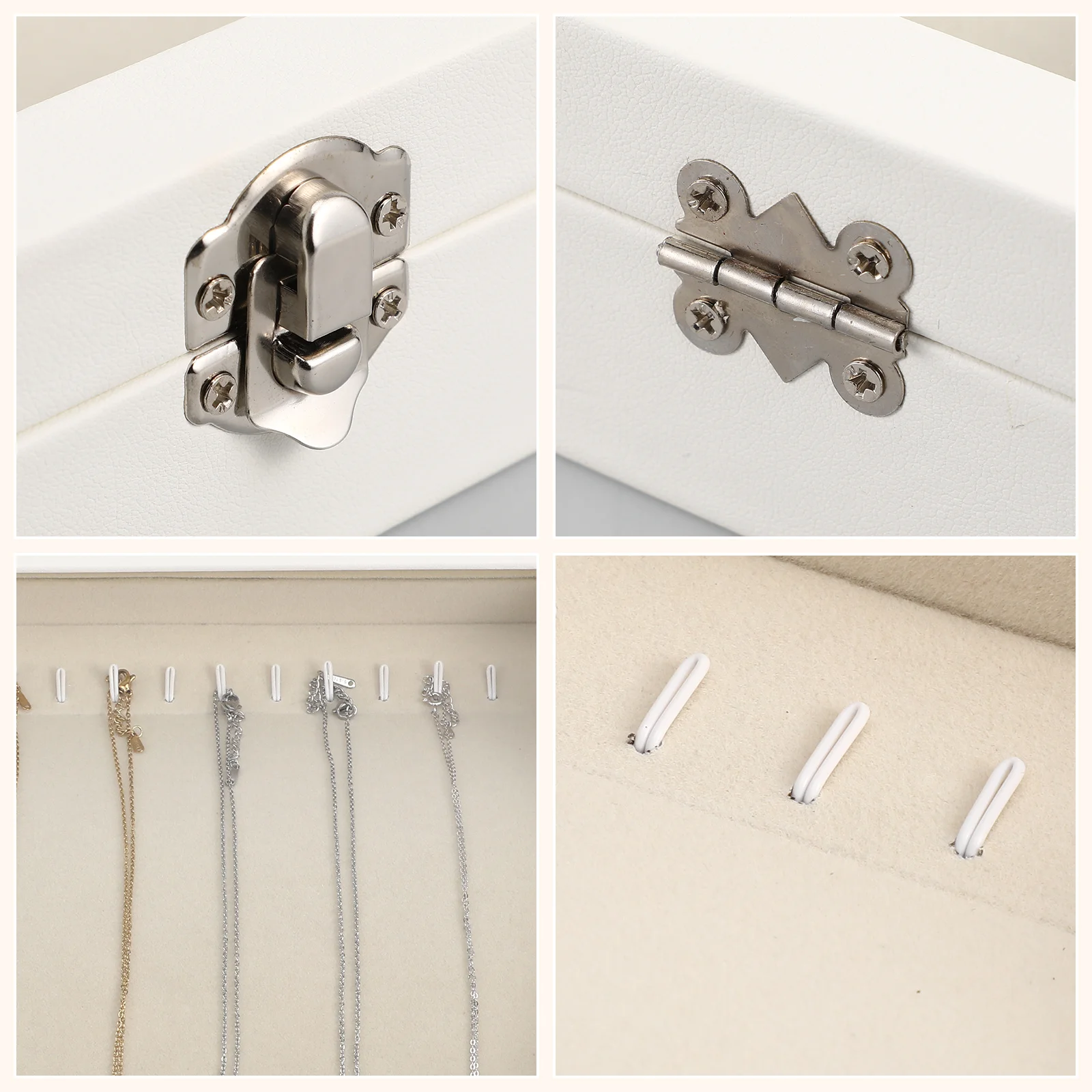 Necklace Organizer Box Wooden Jewelry Storage Tray Large Capacity Clear Lid Necklace Holder for Vanity Display