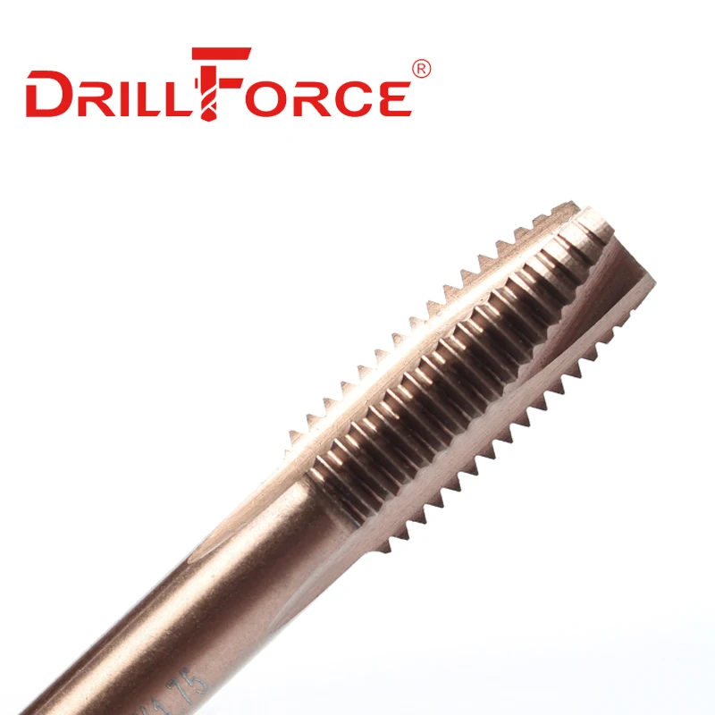 Drillforce кобальтовые фрезы, кобальтовые фрезы HSSCO M35 с заостренным концом, метрические флейты, механические метчики для правой руки из нержавеющей стали