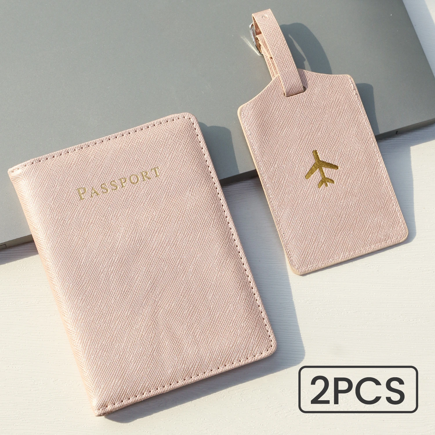 2PCS Passport Cover with Pieces Luggage Tags, Passport Holder Travel Suitcase Tag Lightweight Fashion Travel Accessories Plane