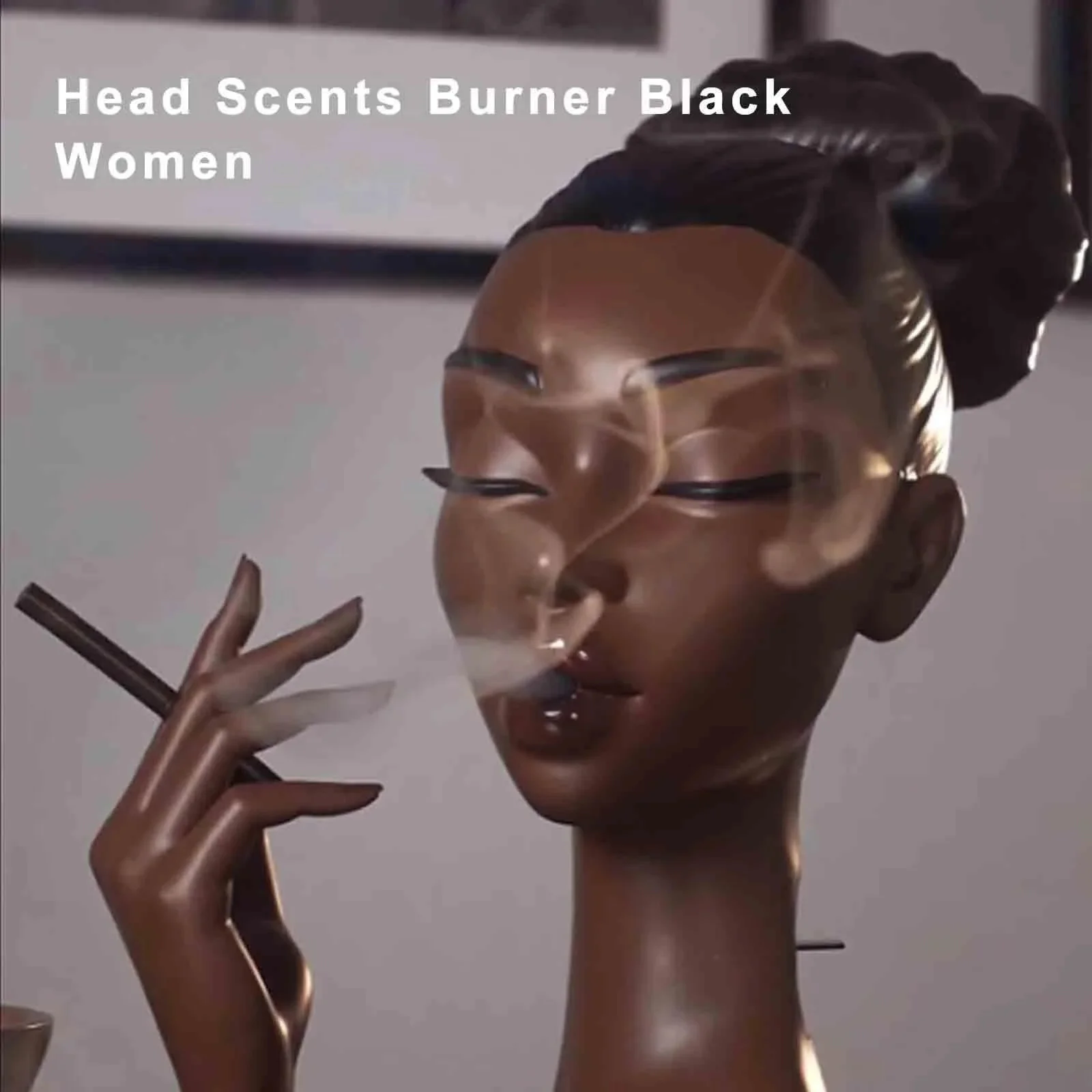 

Head Incense Burner Black Woman Creative Purify Relax Incenses Stand Holder Decorative Art Statue Ornament Home Decor Accessory