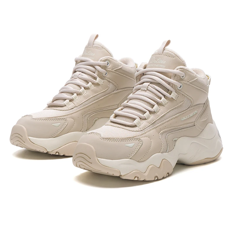 

Skechers Women's Shoes Winter Fleece-Lined Warm Outdoor Sports Shoes Trendy Fashion Dad Shoes High-Top Casual Shoes 168015-Nat