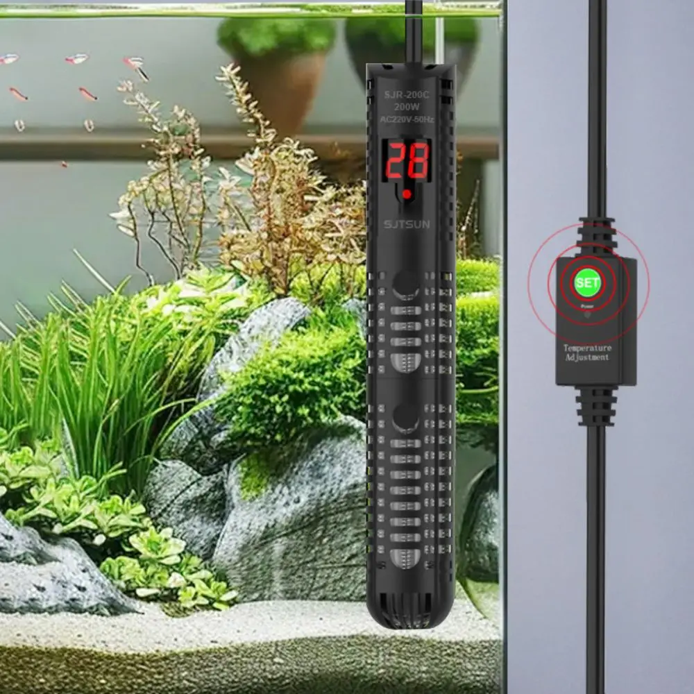 50-500W Aquarium Submersible Heater LCD Display Digital Quartz Glass Auto Thermostat Heater 20-34℃ Adjustable