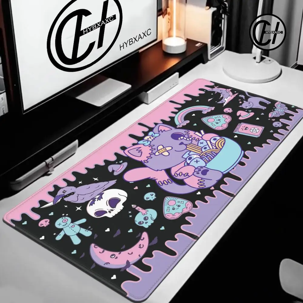 Creepy Cute Cat Paws Desk Mat Pastel Goth Decor Harajuku Mat Kawaii Purple Mouse Pad Extra Large Yami Kawaii Gaming Mouse Pad