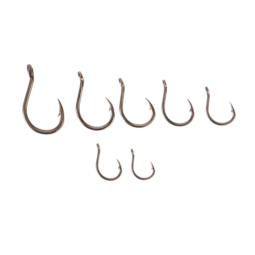 Hirisi 8039 50/100 Stück Hochkarbon-Stahl PTFE-beschichtete Scharfe Widerhaken-Karpfenangelhaken mit Öse, Verbindbare Box – Detail 2