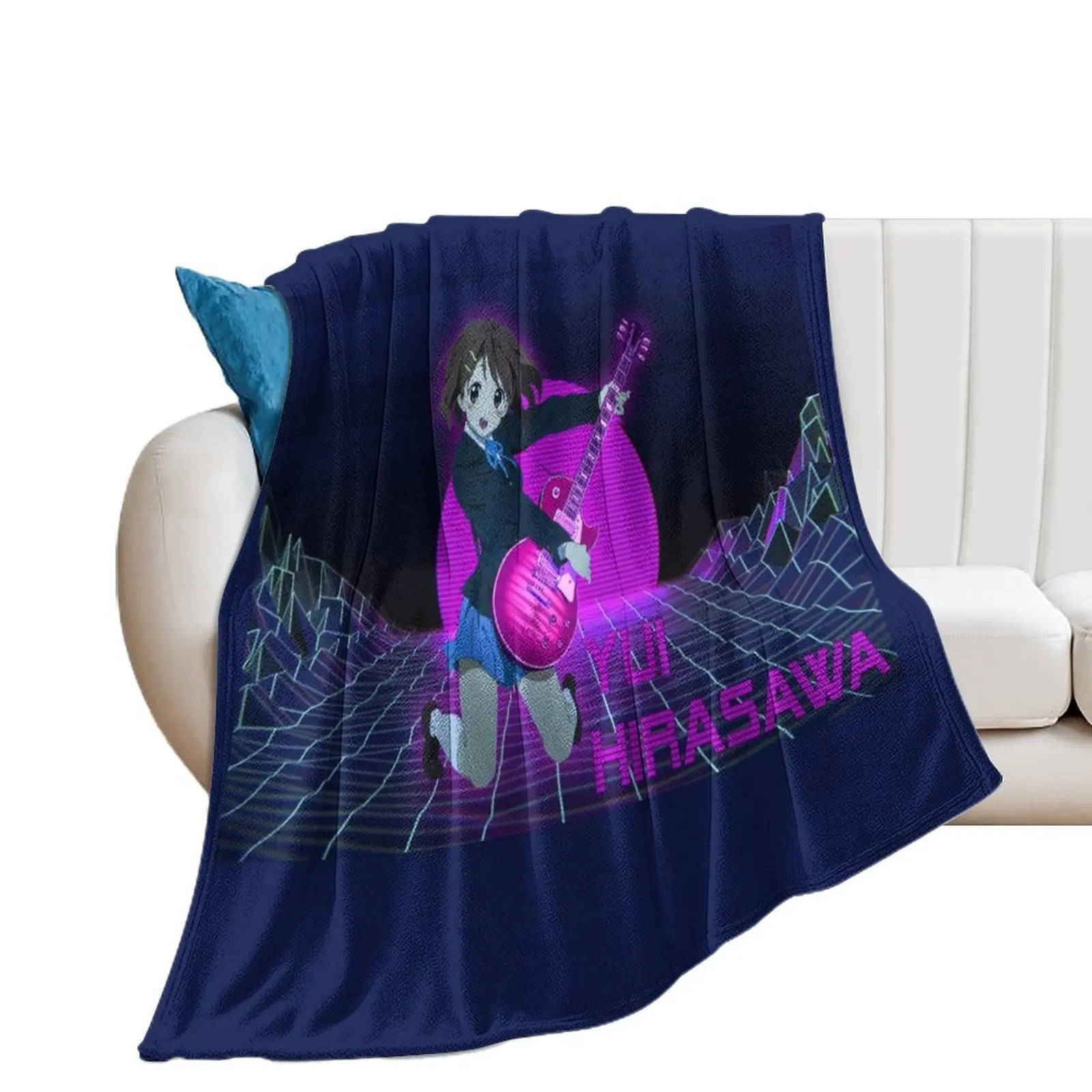 Yui Hirasawa vaporwafe Throw Blanket Plaid valentine gift ideas Furry Blankets