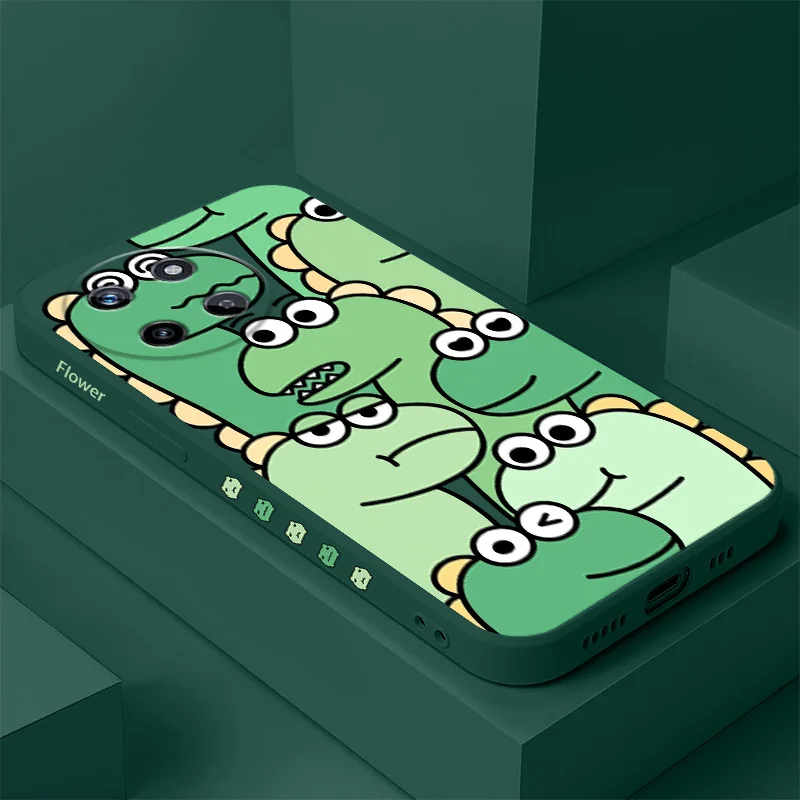 

Smiling Dinosaur Phone Case For OPPO Realme 14 13 12 11 10 9 9i 8 8i 7 Pro Plus C35 C21Y C25Y C25 4G 5G Liquid Silicone Cover