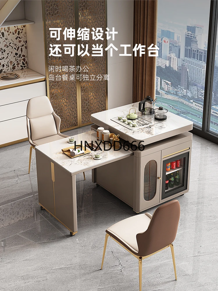 Household Modern Simple Restaurant Multifunctional with Refrigerator Microwave Oven Dining Table and Chair Combination
