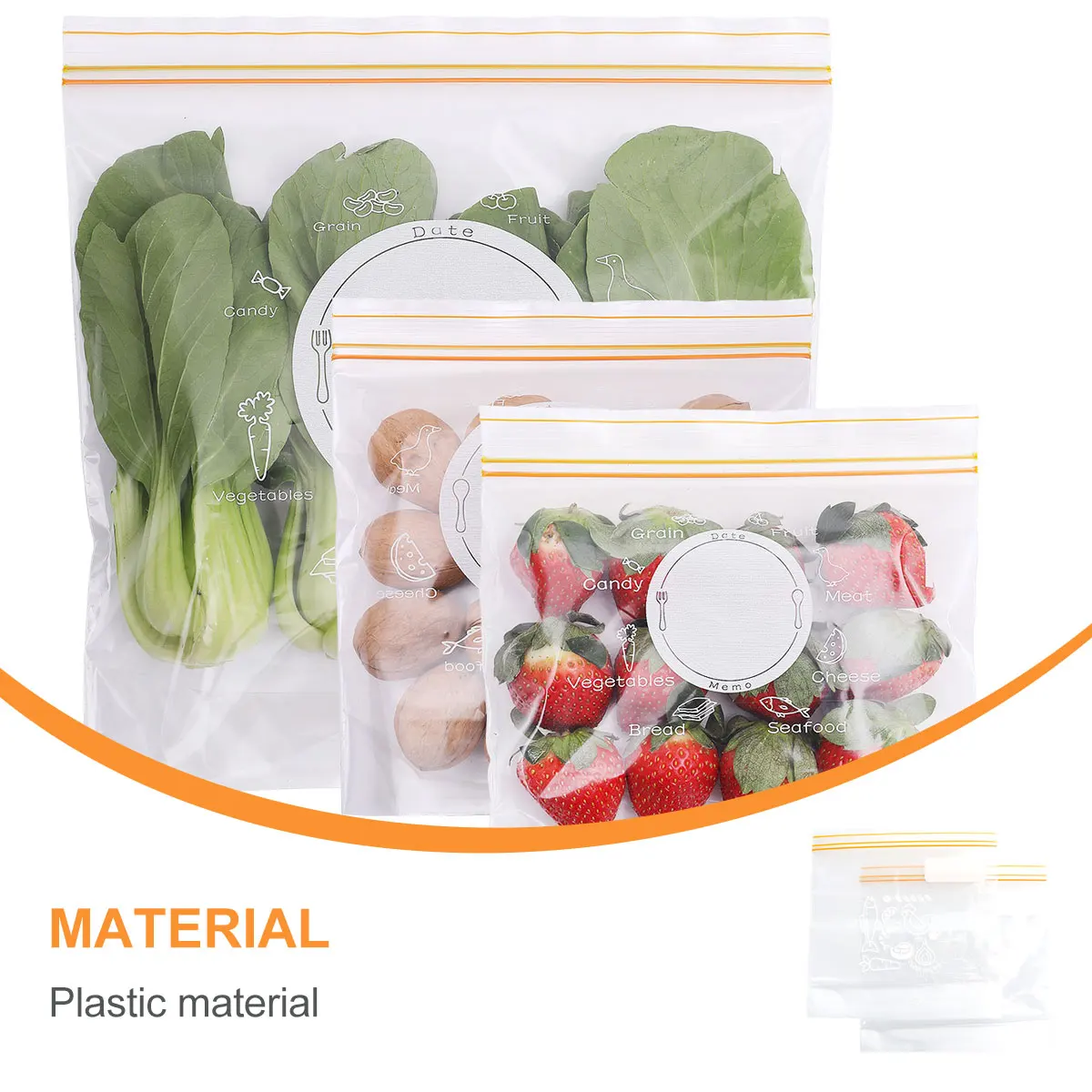

1Set Eco-Friendly Double Rib Sealed Food Bags for Snacks Fruits Vegetables Transparent Fresh Keeping Storage Pouches