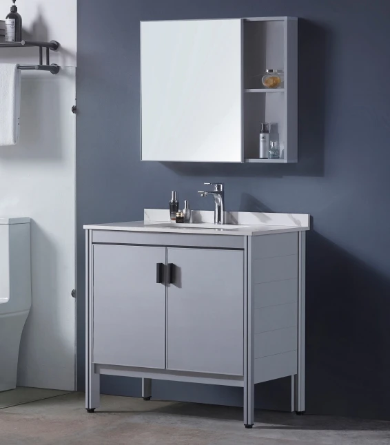 

Modern Luxury Stand on the Floor Aluminum Bathroom Cabinet Strip Vanity Modern Standing Bathroom Basin Vanities