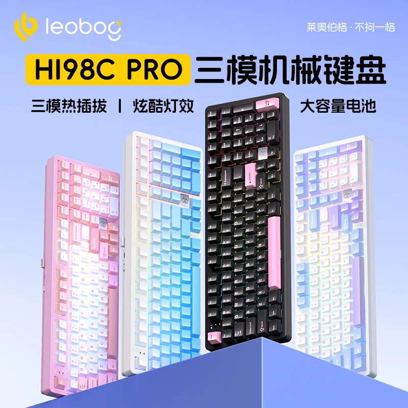 LEOBOG Hi98Pro Mechanische Tastatur 3Mode 2,4G Bluetooth Drahtlose Tastatur Gamer Tastenkappen PBT Hi98 Pro Benutzerdefinierte Gaming Tastatur Geschenk