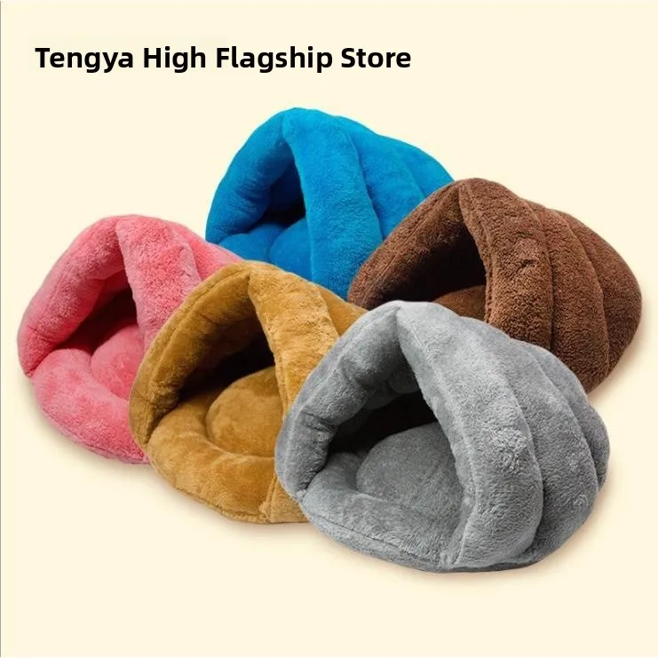 

Утепленная треугольная лежанка для собак: зимний теплый домик-гнездо, коврик-лежанка в форме палатки, мягкий и уютный домик для питомцев