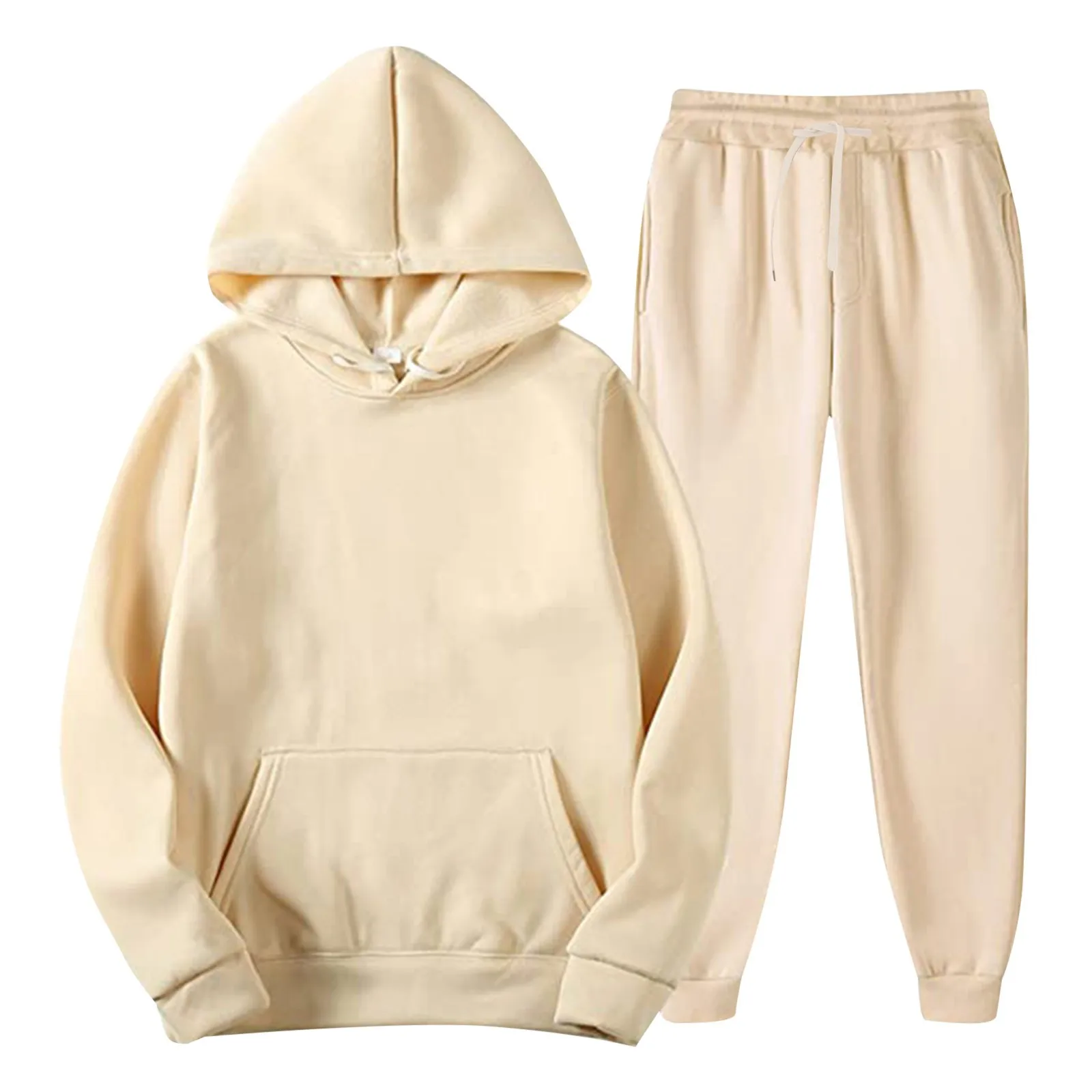 

New Women Tracksuit Solid Color Hooded Sport Suits Men Spring Warm Hoodies Casual Long Sleeve Sweatshirts Trousers Two Pieces