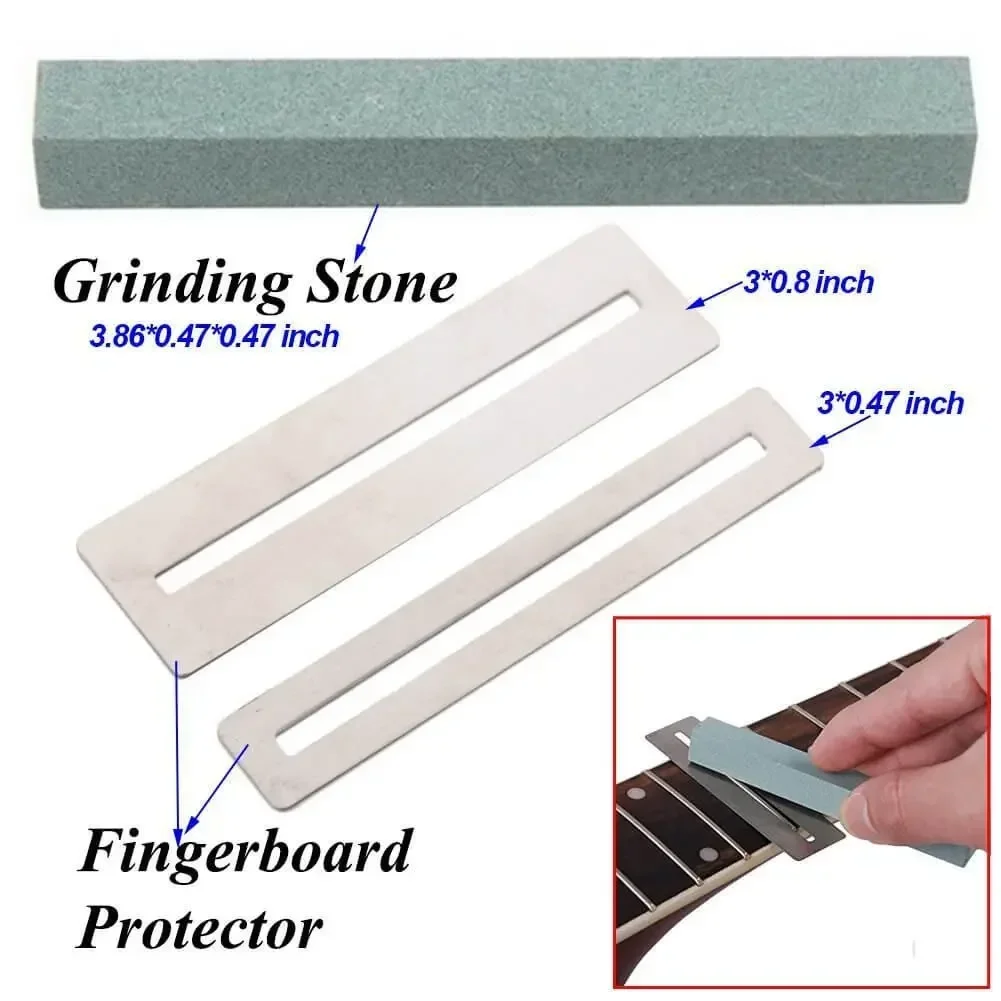 14-Piece Guitar Bass Fret Polishing Set DIY Maintenance Repair Tools with Diamond File Sandpaper Block And Plastic Handle