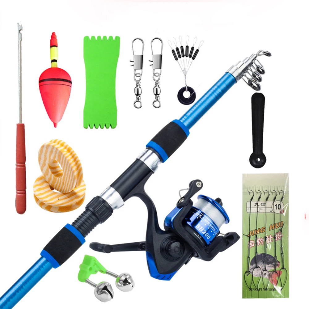 Sea Rod Set Portable Long-Range Throwing 1.8m Sea Rod Fishing Rod Reel Set Glass Fiber Telescopic Fishing Rod Fishing Reel Set