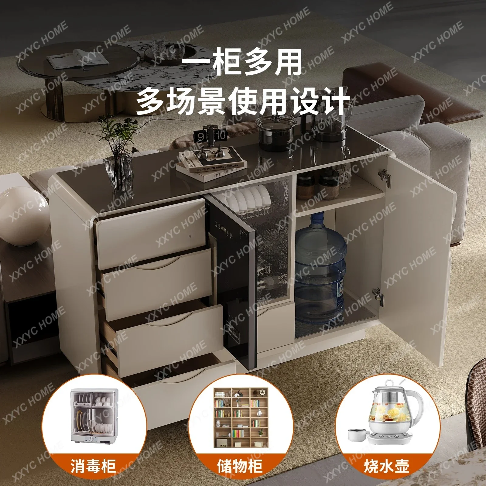 Living room solid wood smart tea bar machine modern simple dining side cabinet office with disinfection integrated cabinet