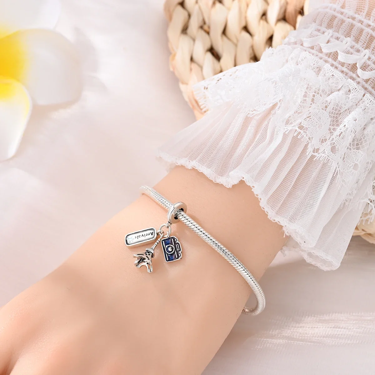 925 فضة برج ايفل قلادة المنارة الطائرة قلادة سحر صالح الأصلي سوار الخرز قلادة Diy بها بنفسك مجوهرات نسائية #6