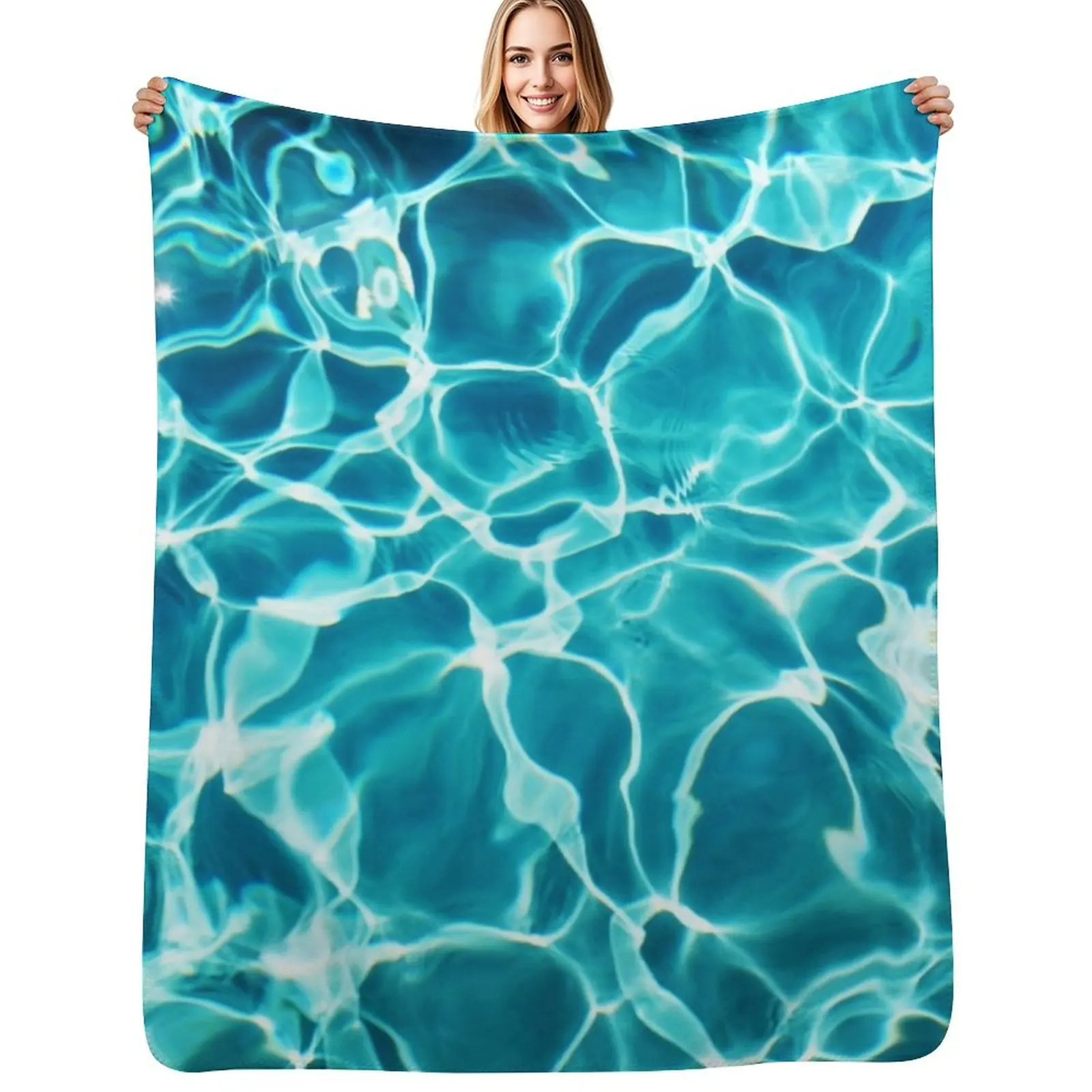 

Turquoise Water -Aqua Blue -Ripples Throw Blanket Breathable Lightweight Blanket for Adults Kids