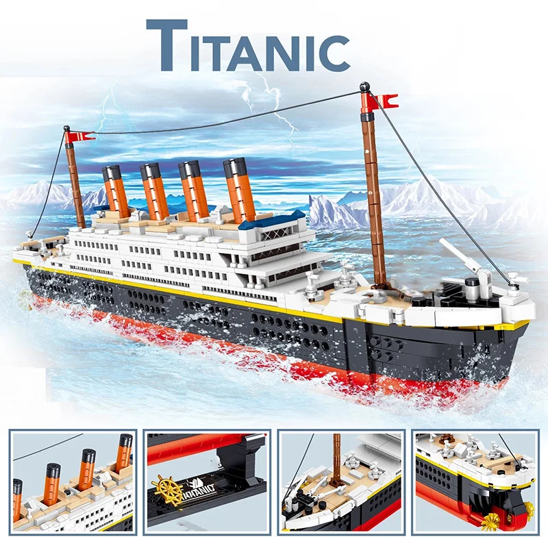 Doubuilt Titanic Cruise Ship Model Blocks 1860/1288pcs Ship Building Blocks Gift for Kids Children Home Office Ornaments Fast Sh