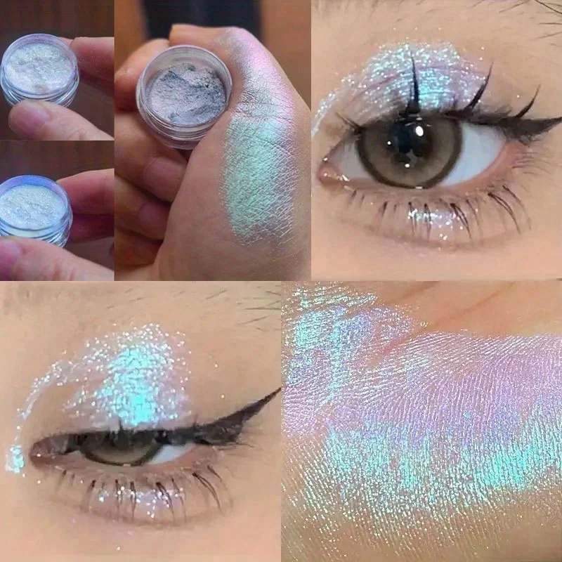 Tavolozza di evidenziatori camaleonte Ombretto Viso Corpo Pigmento Shimmer Glitter Evidenziatore colorato in polvere Polvere per trucco scenico