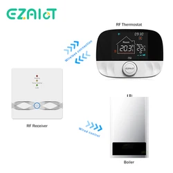 RF sem fio termostato gás caldeira quarto piso aquecimento não-WiFi programável temperatura controlador