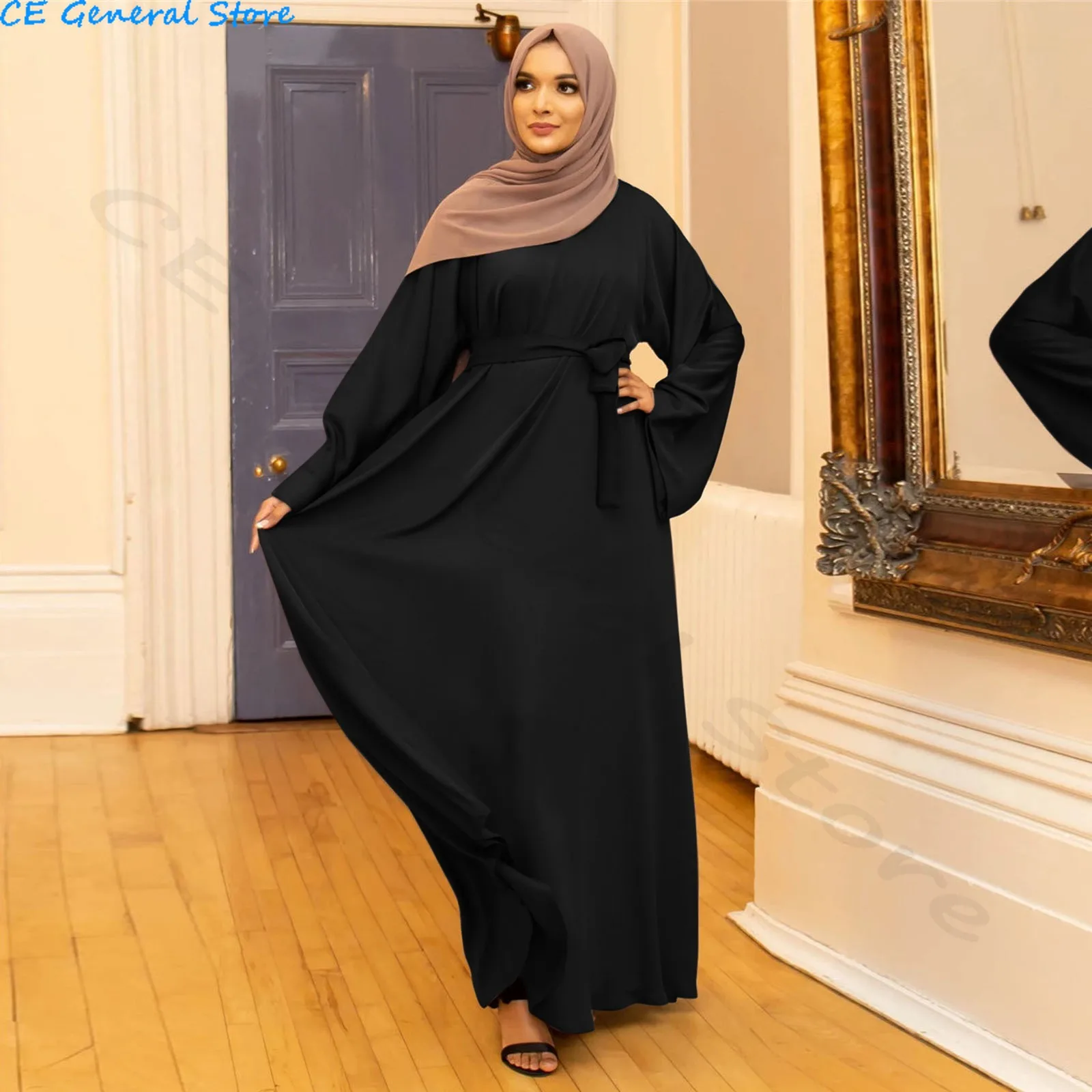 Muslim Fashion Dubai Abaya Long Dresses Women With Sashes Islam Clothing Abaya African Dresses For Women Musulman Djellaba