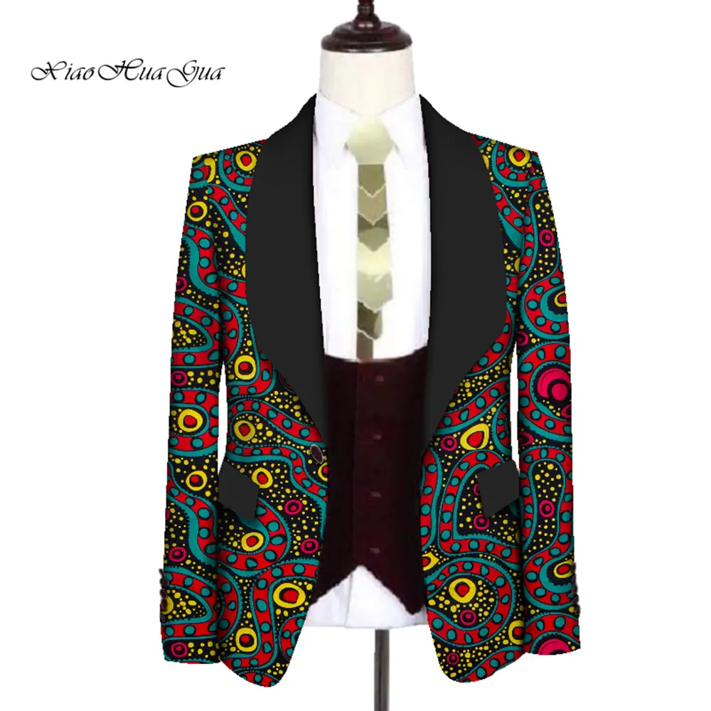 

Men Africa Clothing Tops Coat Print Blazer Wedding Dress Suit Tops Dashiki Bazin Riche Ankara Fancy Blazers Suit Jacket WYN643