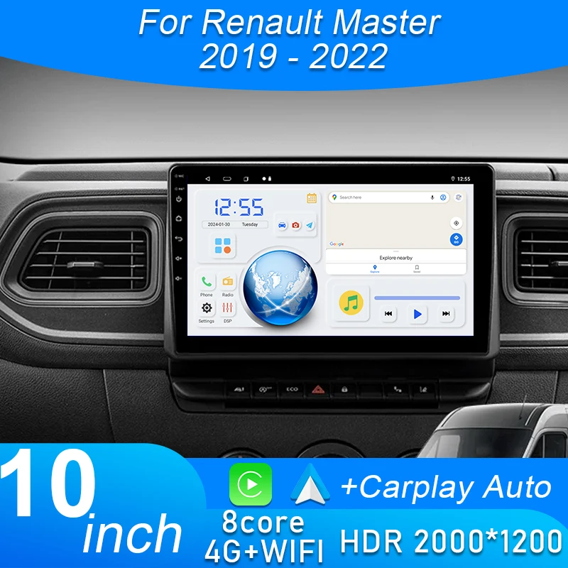 

Auto Radio For Renault Master 2019 2020 2021 2022 Car Multimedia Video Player GPS Navigation Wireless Carplay NO 2Din DVD Player