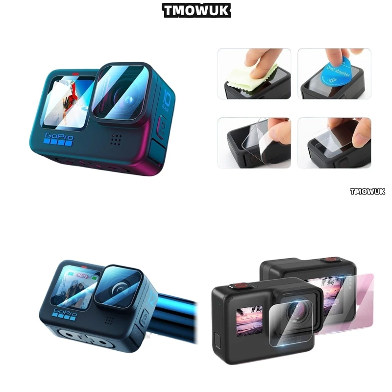 

For GoPro Hero12 11 10 9 HD 9H Tempered Glass Screen Protector Anti-Scratch Lens Cover Front Back