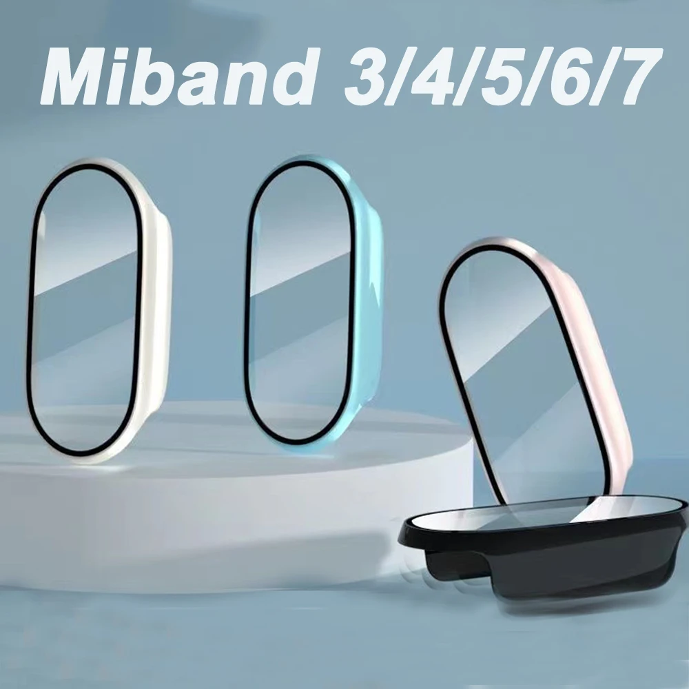 케이스 커버 유리 샤오미 밴드 7 6 액세서리 케이스 + 필름 전체 커버리지 보호 커버, Mi Band 7 6 5 4 3 화면 보호기