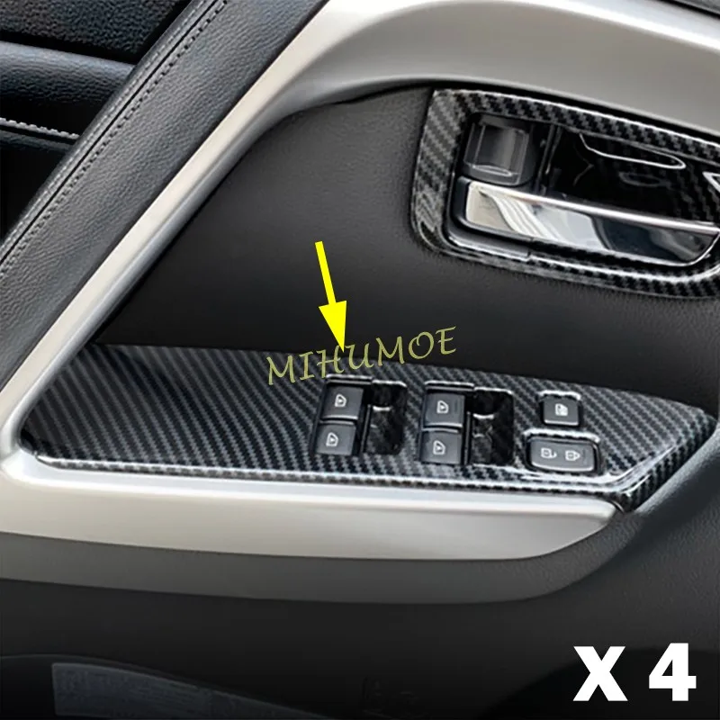 

Для Mitsubishi Pajero Montero Sport MK3 LHD 2016-2025 гг., внутренняя панель переключателя окна из углеродного волокна, накладка 2024 2023 2022 2021