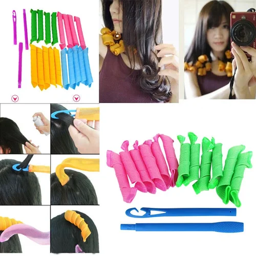 Imagen 2 del producto Rizador de pelo sin calor, 10/12 Uds., rizos de pelo sin calor, rodillos de cinta, diadema suave para dormir, rizadores de pelo, herramientas de estilismo para el cabello de mujer