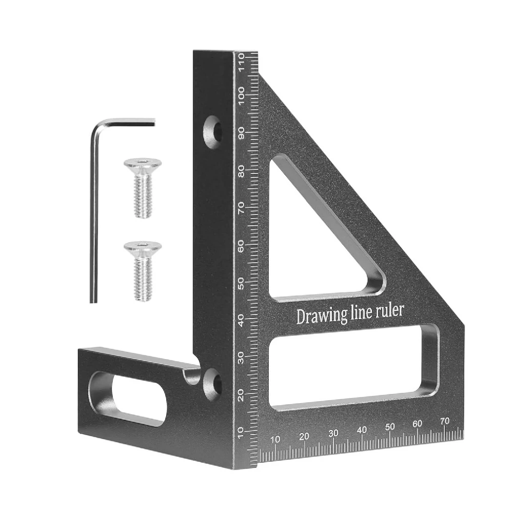 3D Multi-Angle Miter Triangle Ruler,45/90 Degree Aluminum Woodworking Square Protractor,High Precision Layout Measuring Tool