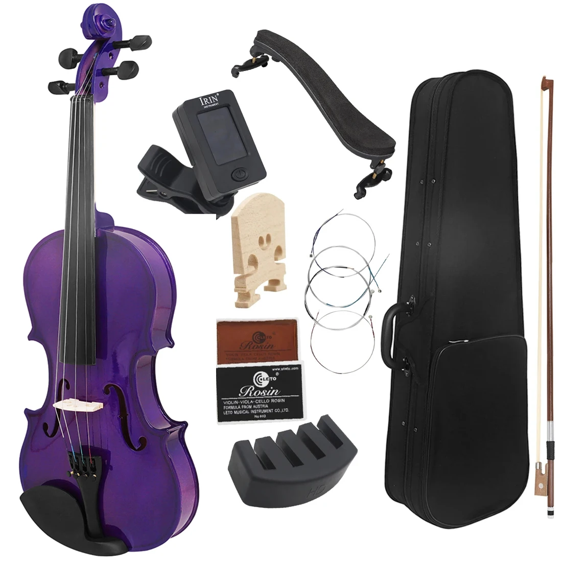 

4/4 Violin Solid Wood Purple Acoustic Violin Professionals Handcrafted Violin for Beginners Stringed Instrument