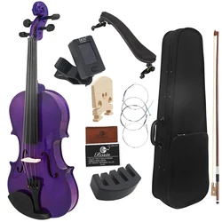 4/4 Violin Solid Wood Purple Acoustic Violin Professionals Handcrafted Violin   for Beginners Stringed Instrument