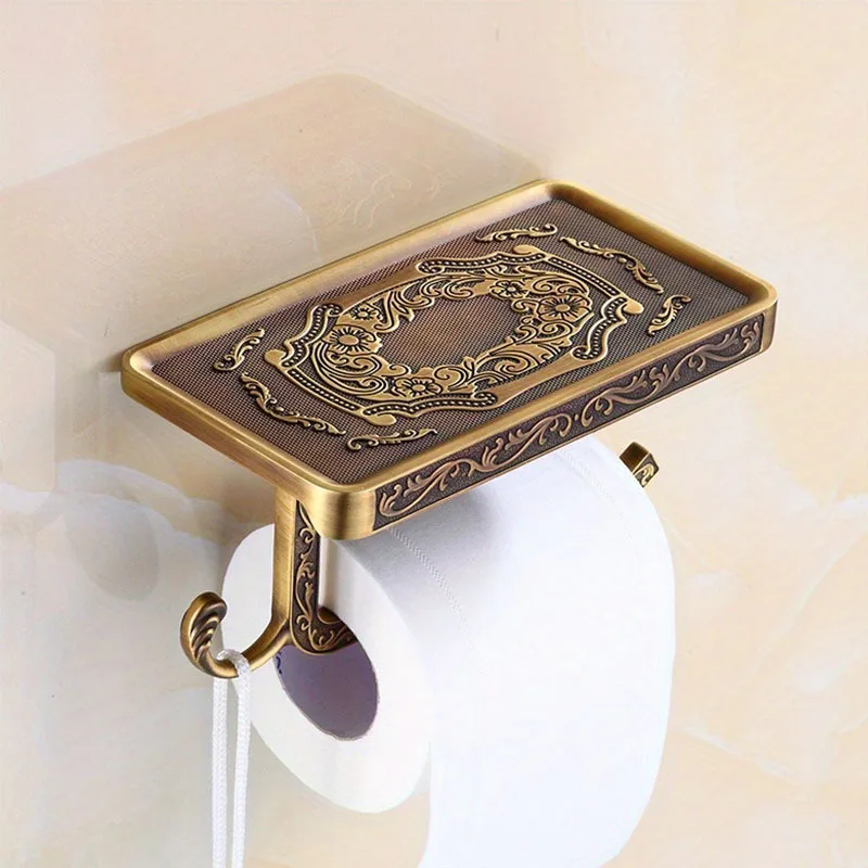 

Vintage Brass Toilet Paper Holder Dispenser Vanity Organizer Home Office Hotel Bathroom Storage Fixtures Accessories
