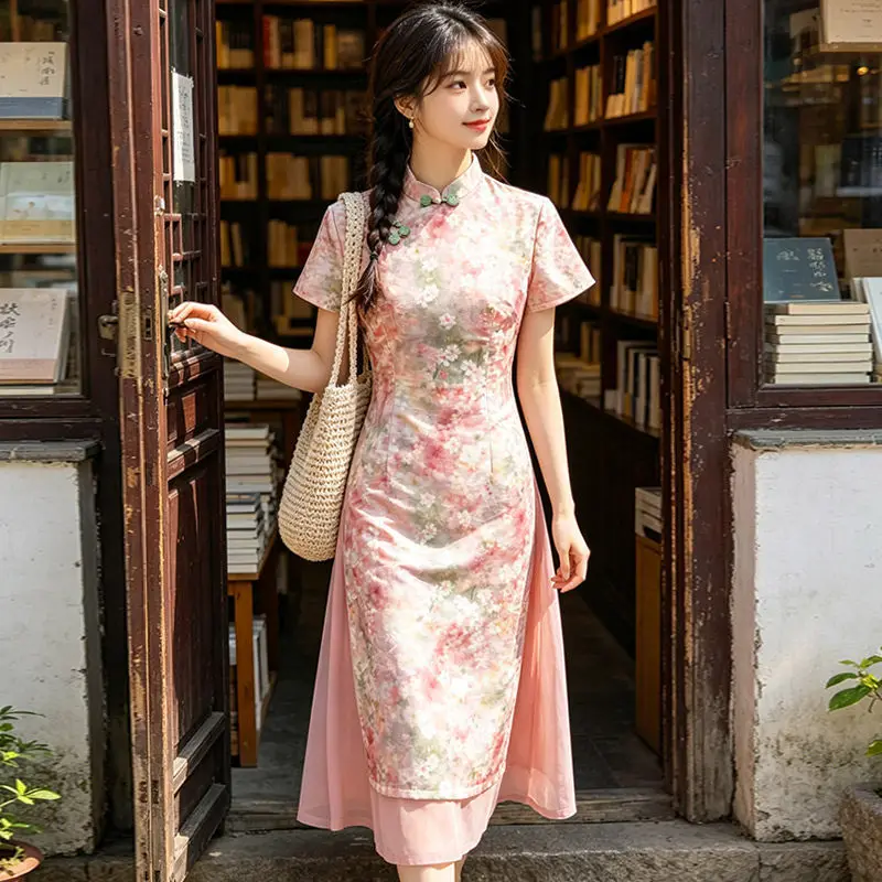 Spring Summer Pink New Chinese style Suzhou Qipao Improved Young Style 2026 New Female Qipao Dress