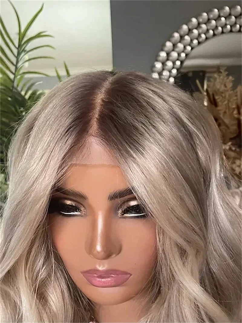 180 الكثافة الرماد شقراء الجسم موجة قصيرة الدانتيل الباروكة الأمامية HD شفافة 13x4 أومبير الرماد شقراء الجبهة الدانتيل الباروكات الاصطناعية للنساء