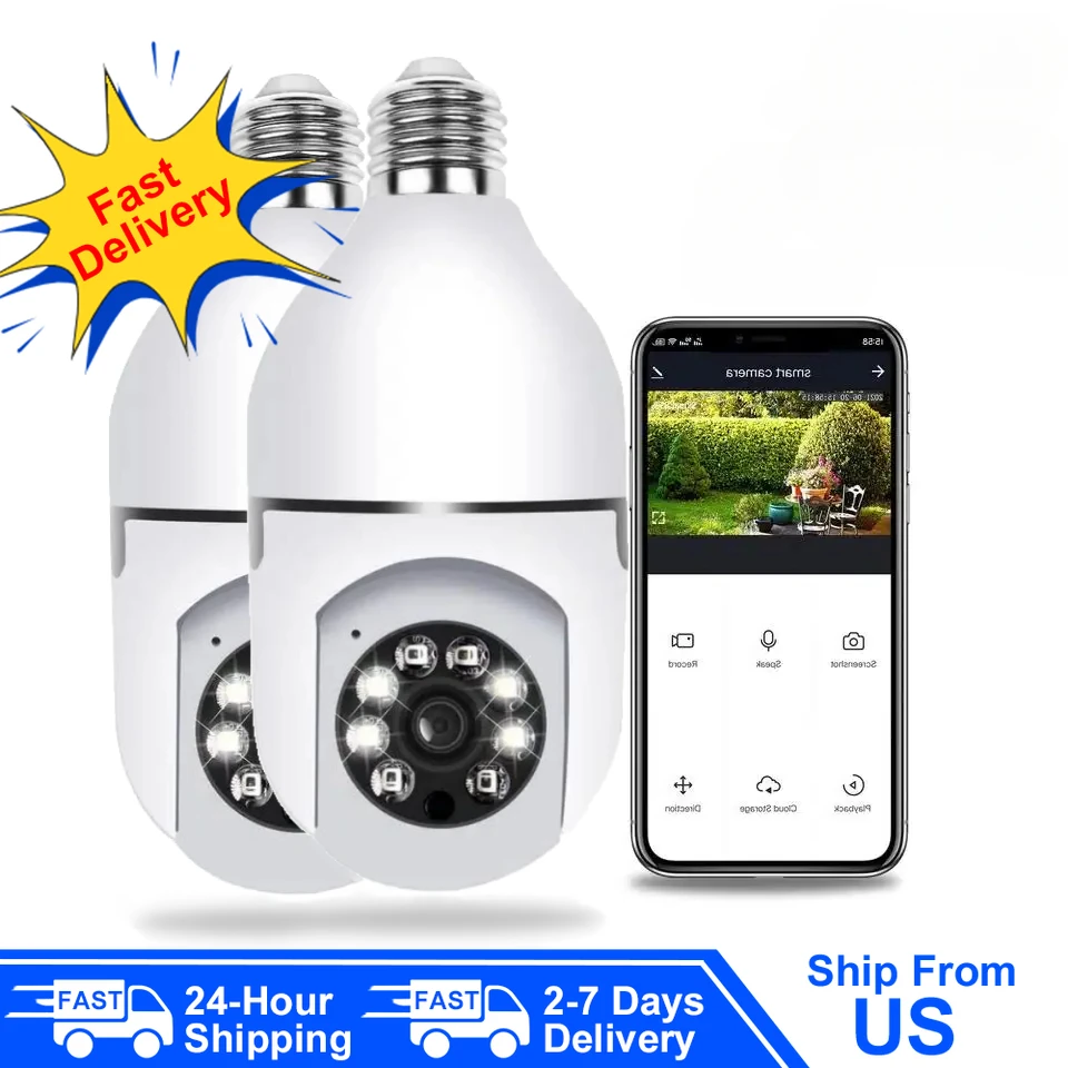 1080P Light Bulb Surveillance Camera 2MP Night Vision Full Color Automatic Human Track Security Protection Monitor Wifi Camera