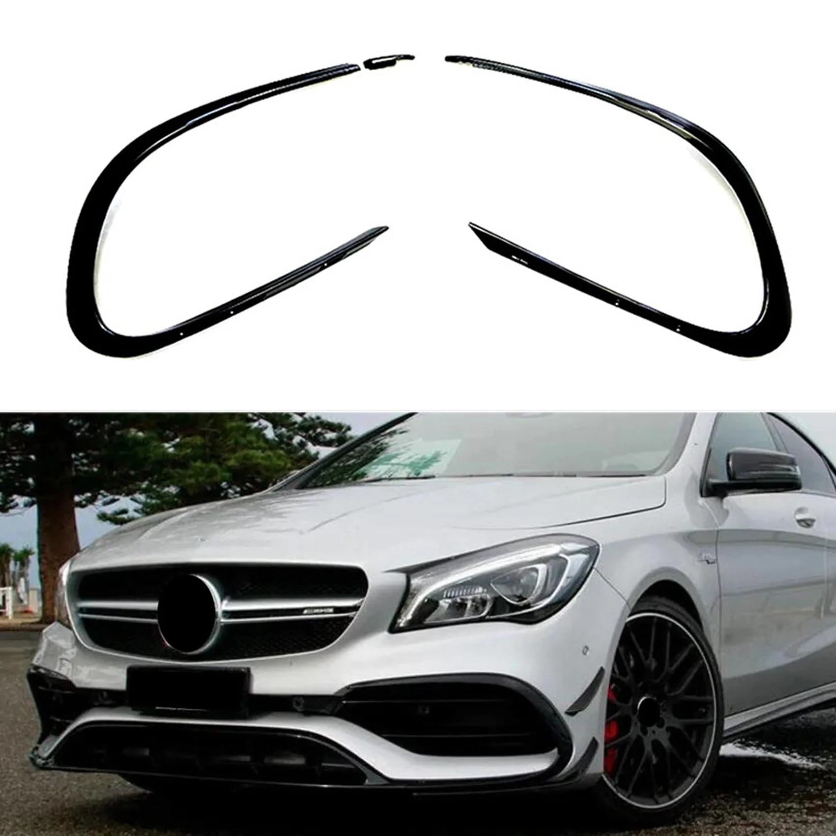

AASS-Car Front Bumper Side Fog Light Splitter Spoiler For Mercedes BENZ CLA Class W117 C117 CLA45 CLA200 CLA220 AMG 2016-2018