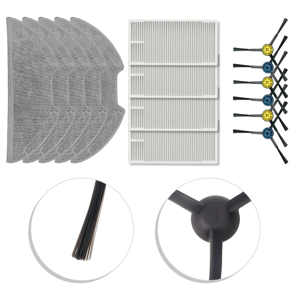 A58E-Seitenbürstenfilter-Mopptuch für Obode A8 / EUREKA E10s / ETA Aurum PRO 624 Kehrroboter-Staubsauger-Zubehör