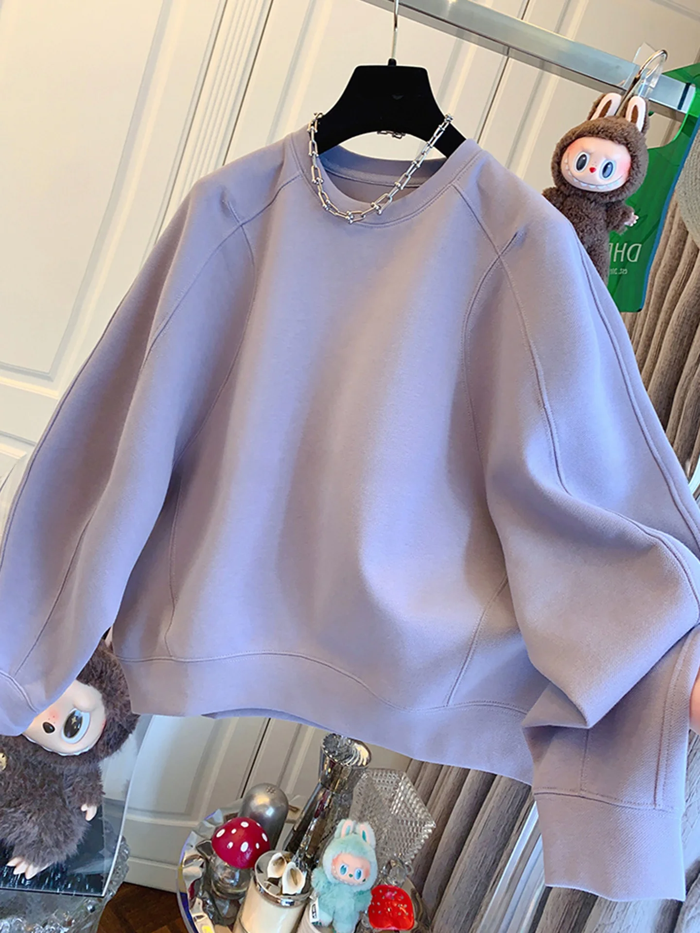 

Loose Fit Thiened Long Sve round Ne Sweatirt Comfortable Casual High End Women's Top Unique Design Faionable Stree...