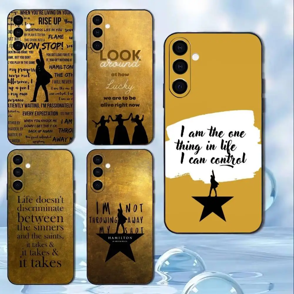 حافظة هاتف H-HamiltOn Musical L-Lyrics لهاتف سامسونج جالاكسي A91,80,73,72,71,53,52,32,31,22,21s,20، حافظة سوداء ناعمة