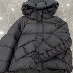 White Duck Down Jacket Women Casual Feather Parkas Outerwear 2024 Winter Short Loose Puffer Coat Hooded Thick Warm Female