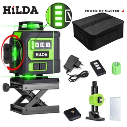 HILDA 16/12 Lines Laser Level Green Line SelfLeveling 360 Horizontal And Vertical Laser Level Green Beam with Display