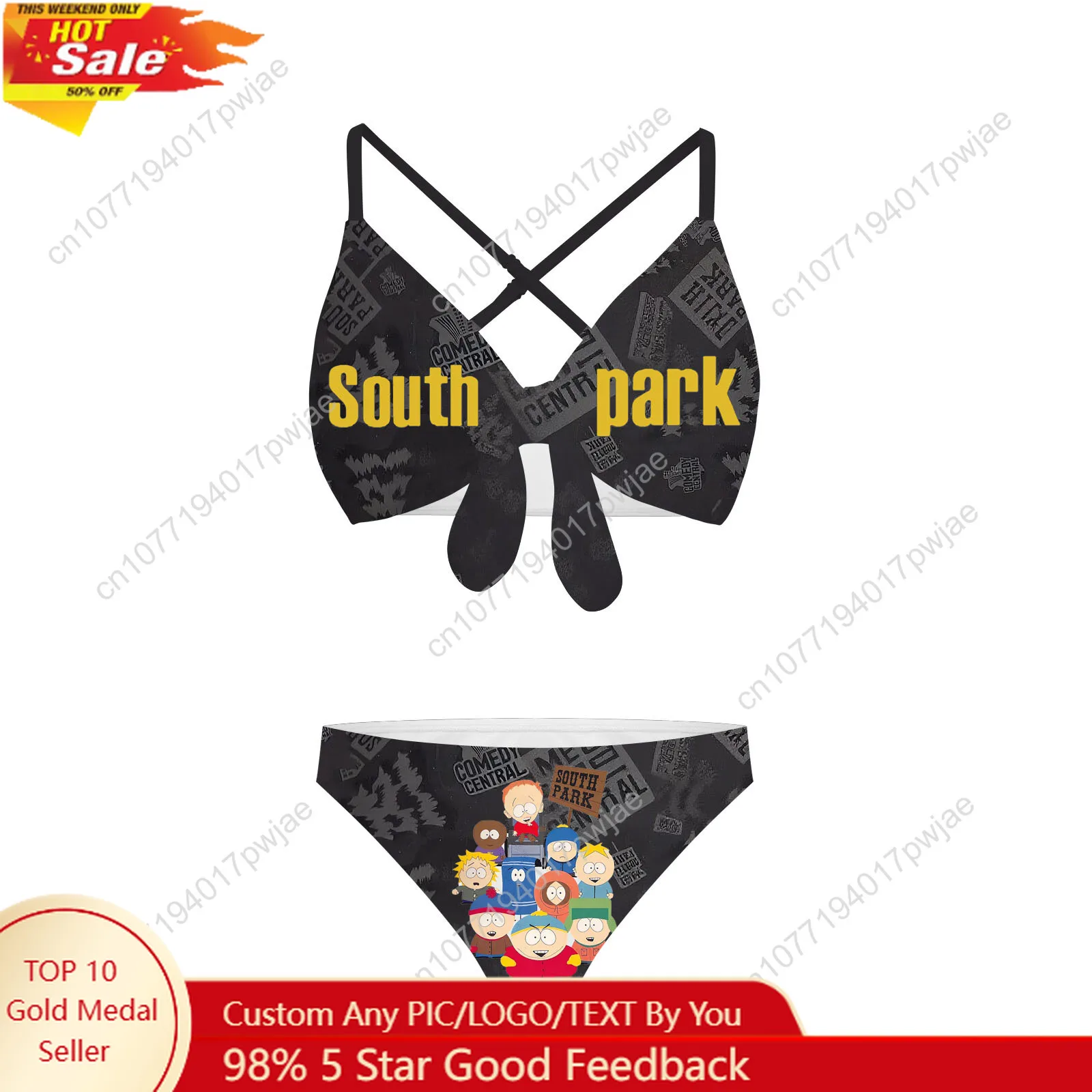 

South Park Animation Bathing Suits Cross Strap Suspenders Swimsuits Womens Bikini Pool Party Beach Swimwear Customized Beachwear